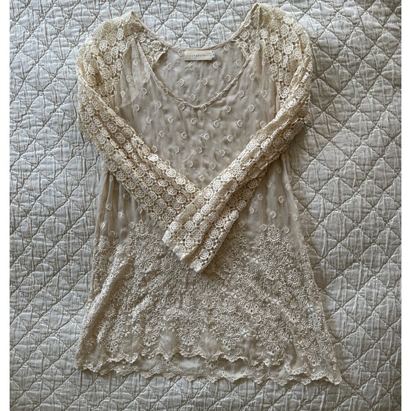 Chic Johnny Was Embroidered ivory lace tunic top - Picture 6 of 6